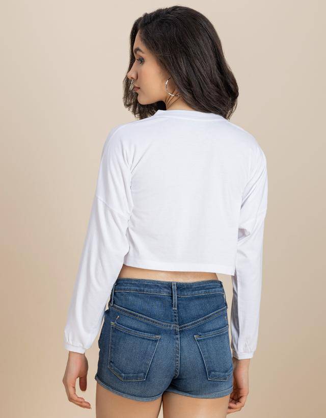 Full Sleeves Boxy Crop Top For Women | CT61 - view 3