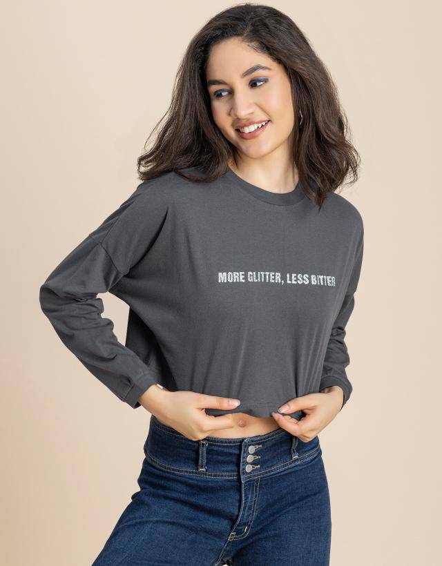 Full Sleeves Boxy Crop Top For Women | CT61 - view 30