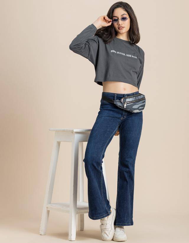 Full Sleeves Boxy Crop Top For Women | CT61 - view 33