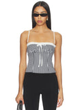 Women's Gingham Tailored Strap Tank Top Black | TT98 - view 1