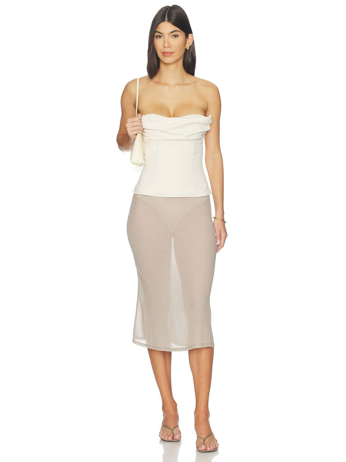 Hestia Women's Strapless Sweetheart Fitted Top Off White | TT90 - view 5