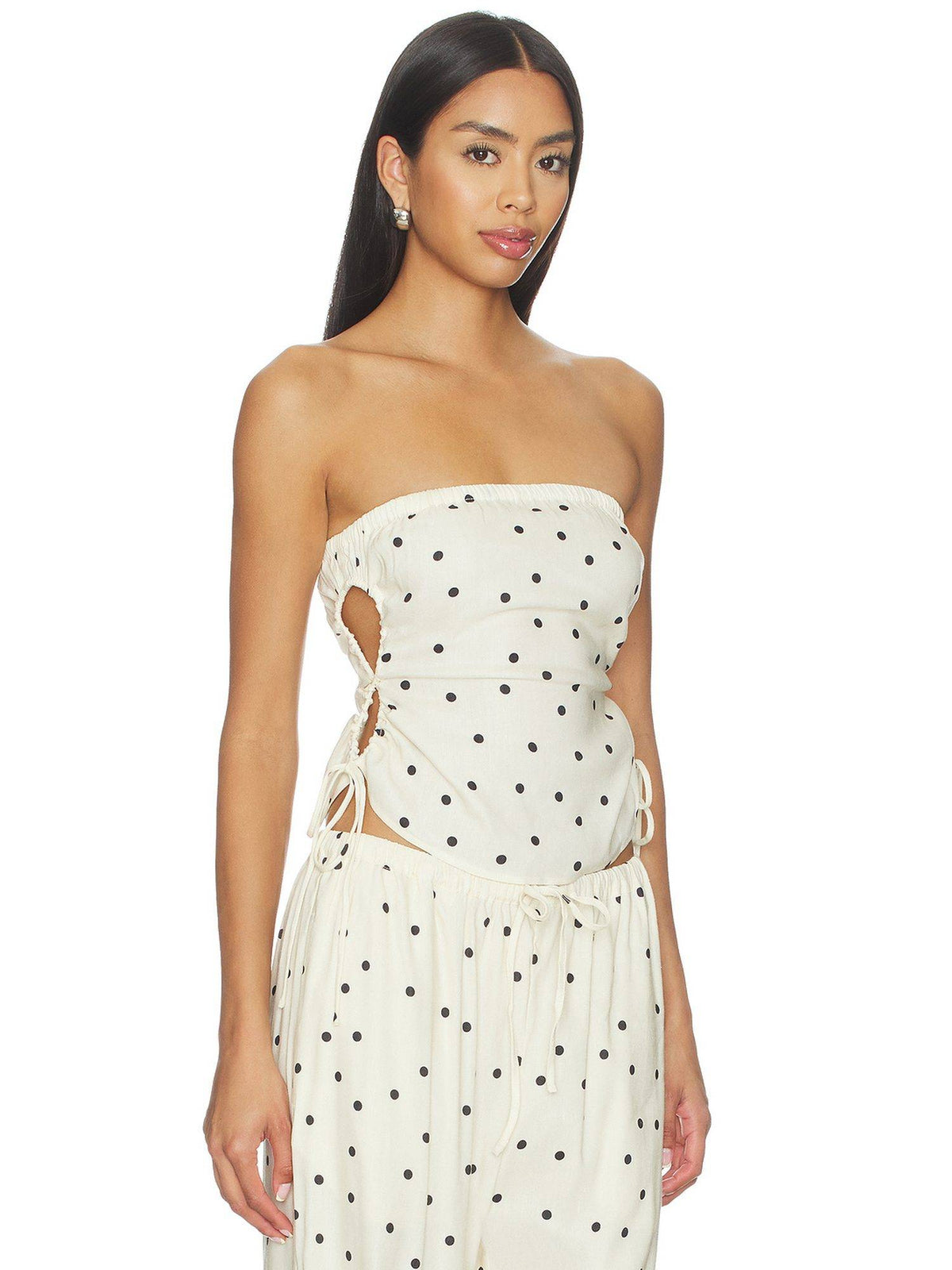 Women's Polka Dot Strapless Tube Top Off White | TT90 - view 2