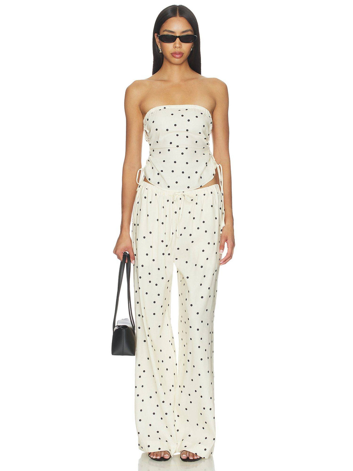 Women's Polka Dot Strapless Tube Top Off White | TT90 - view 5