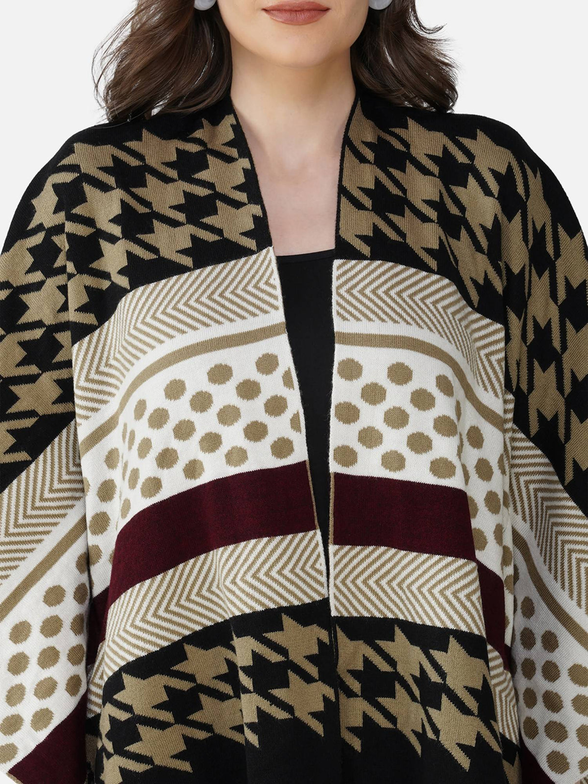 Women Multicolor Printed Tiramisu Cape Shrug | JC78 - view 4