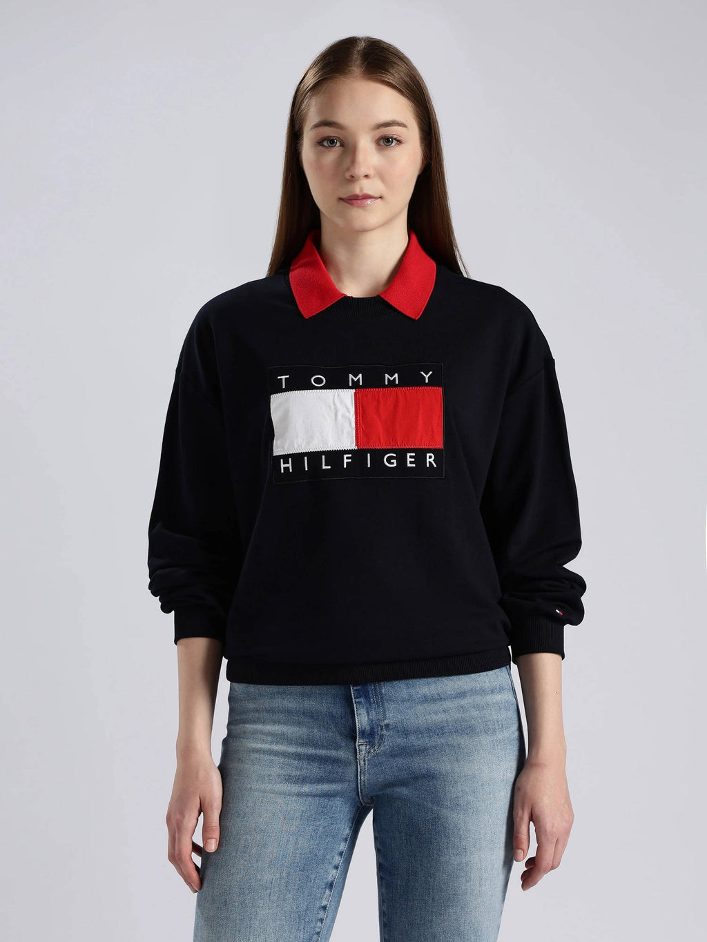 Regular Fit Cotton Round Neck Navy Blue Sweatshirt | HD56 - view 1