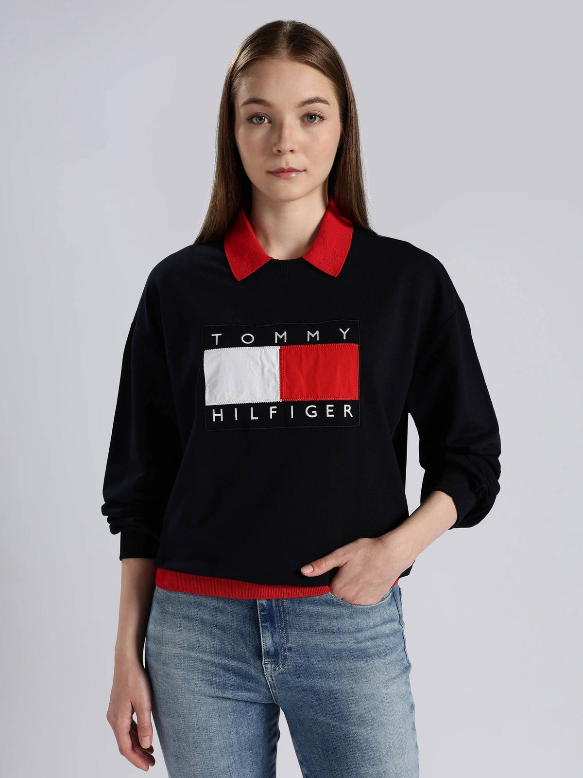 Regular Fit Cotton Round Neck Navy Blue Sweatshirt | HD56 - view 4