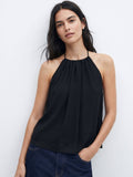 Black Halter Neck Solid Top | HT67 - view 1
