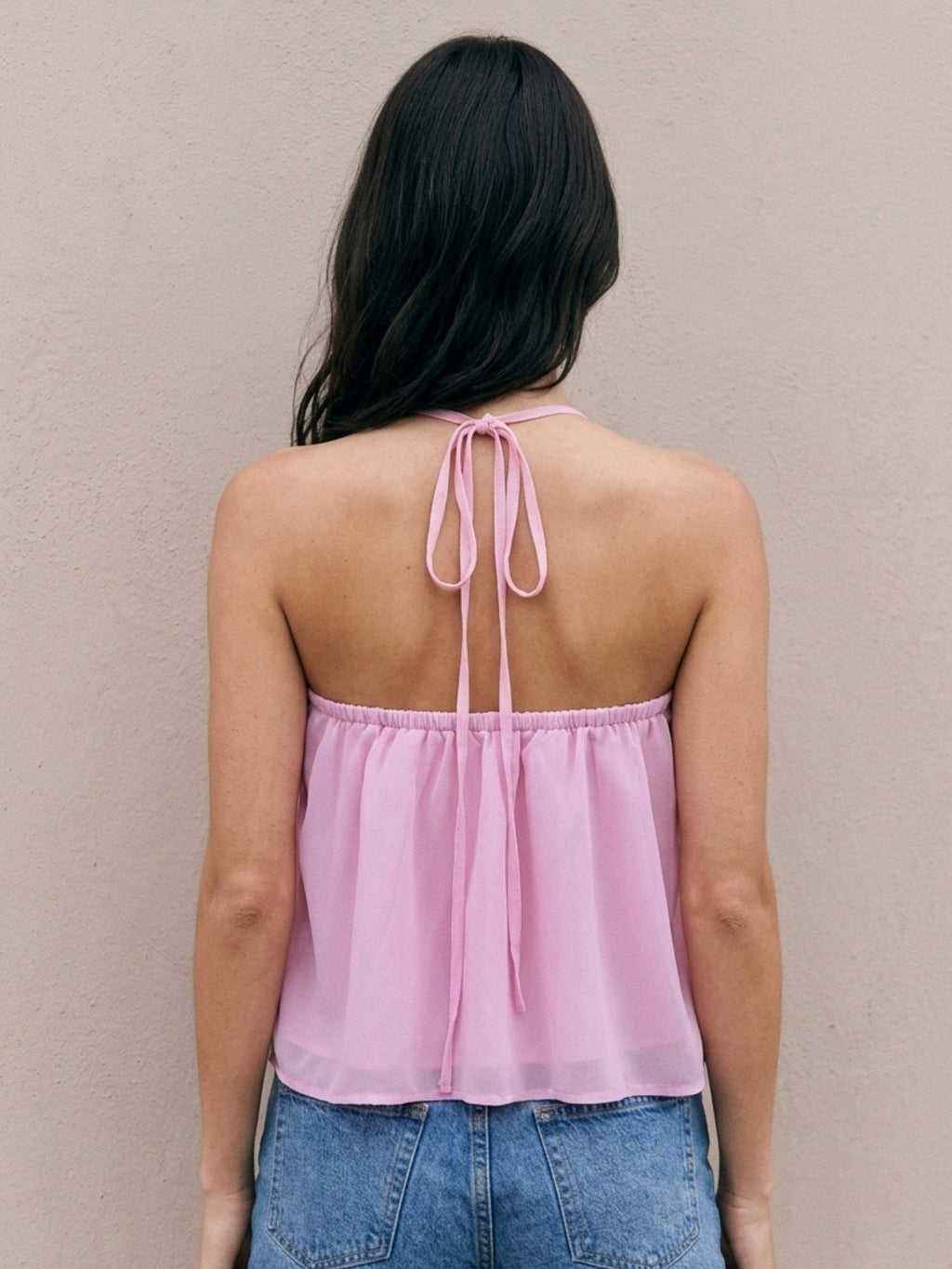 Pink Halter Neck Solid Top | HT67 - view 3