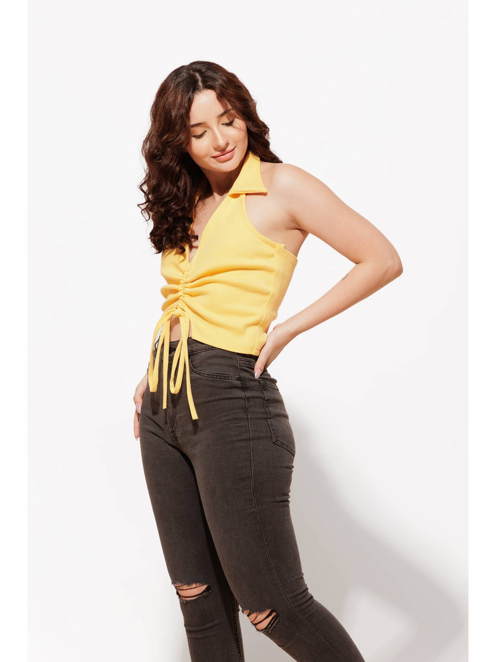 Casual Solid Women Yellow Top | HT67 - view 4