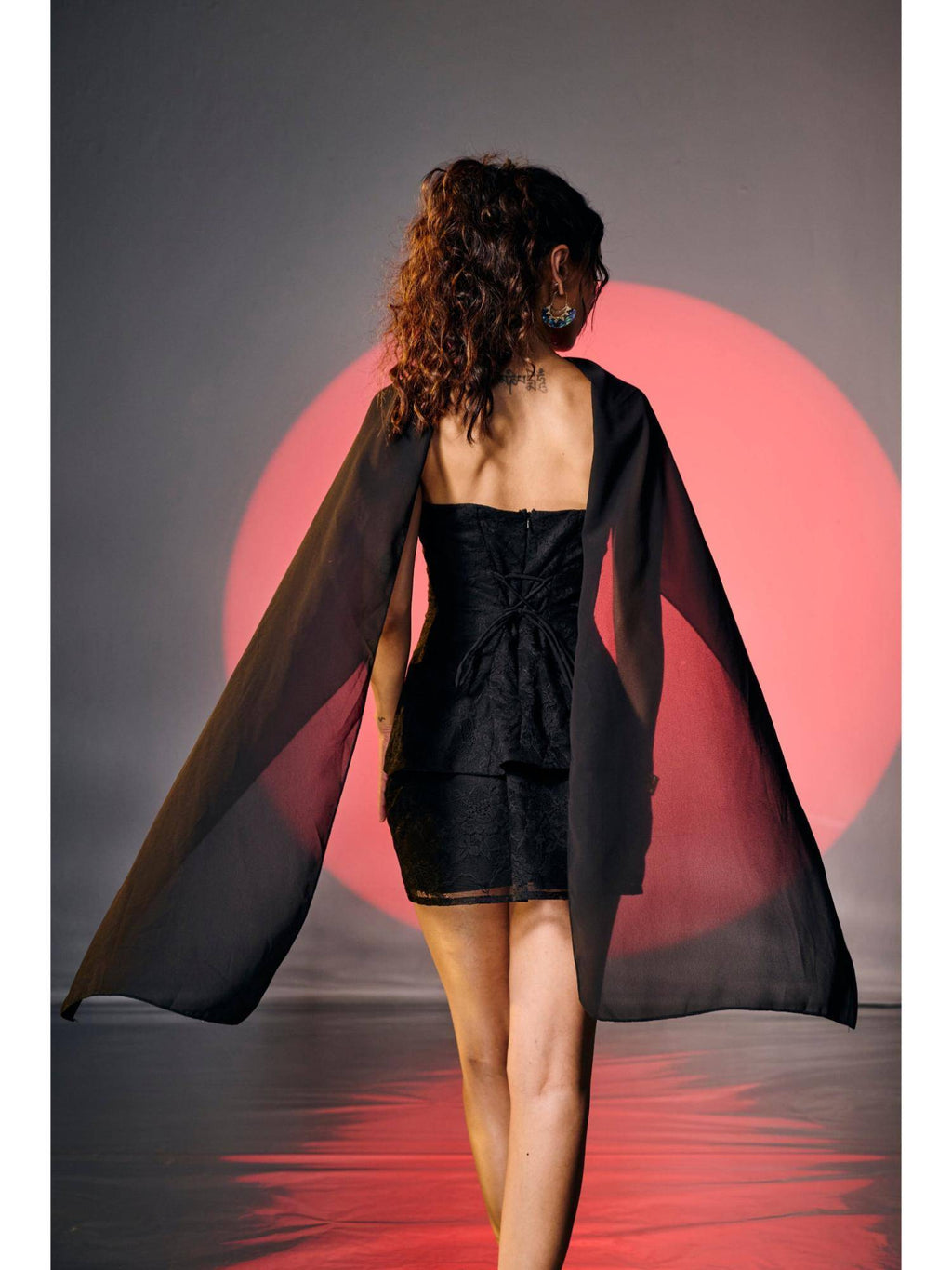 Elowen Black Lace Corset Scarf Top | TT90 - view 2
