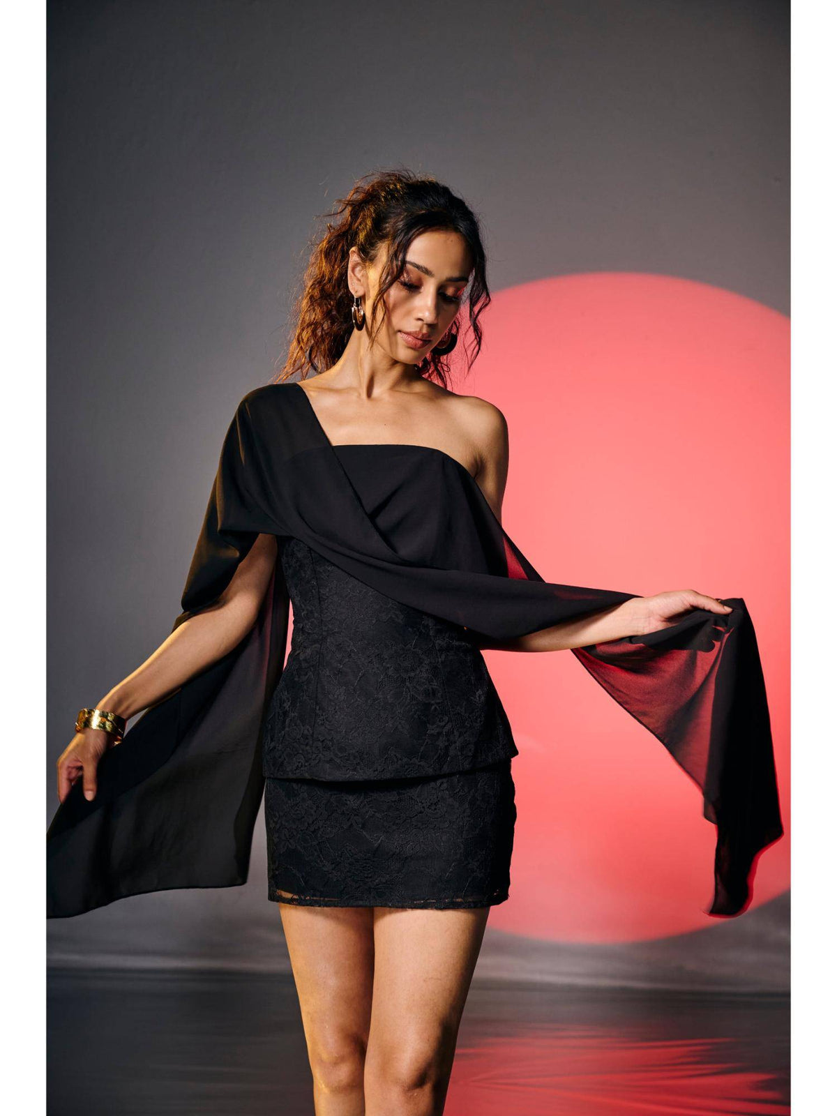 Elowen Black Lace Corset Scarf Top | TT90 - view 3