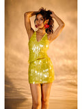 Martini Green Sequin Backless Top | CT61 - view 1