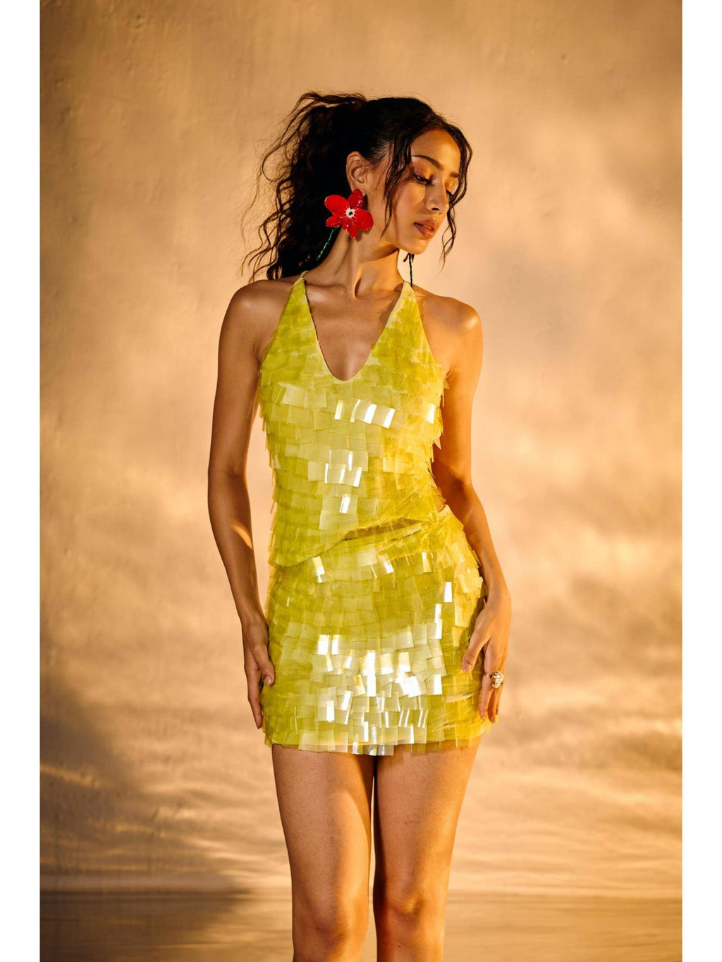 Martini Green Sequin Backless Top | CT61 - view 3