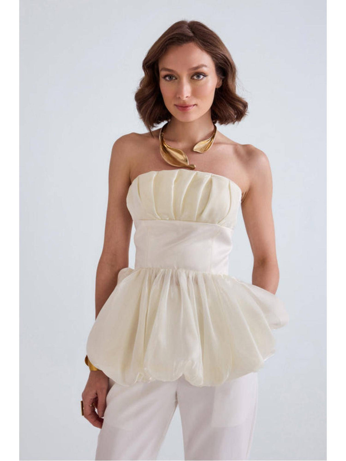 Cruz Organza Solid Cream Top | TT90 - view 1