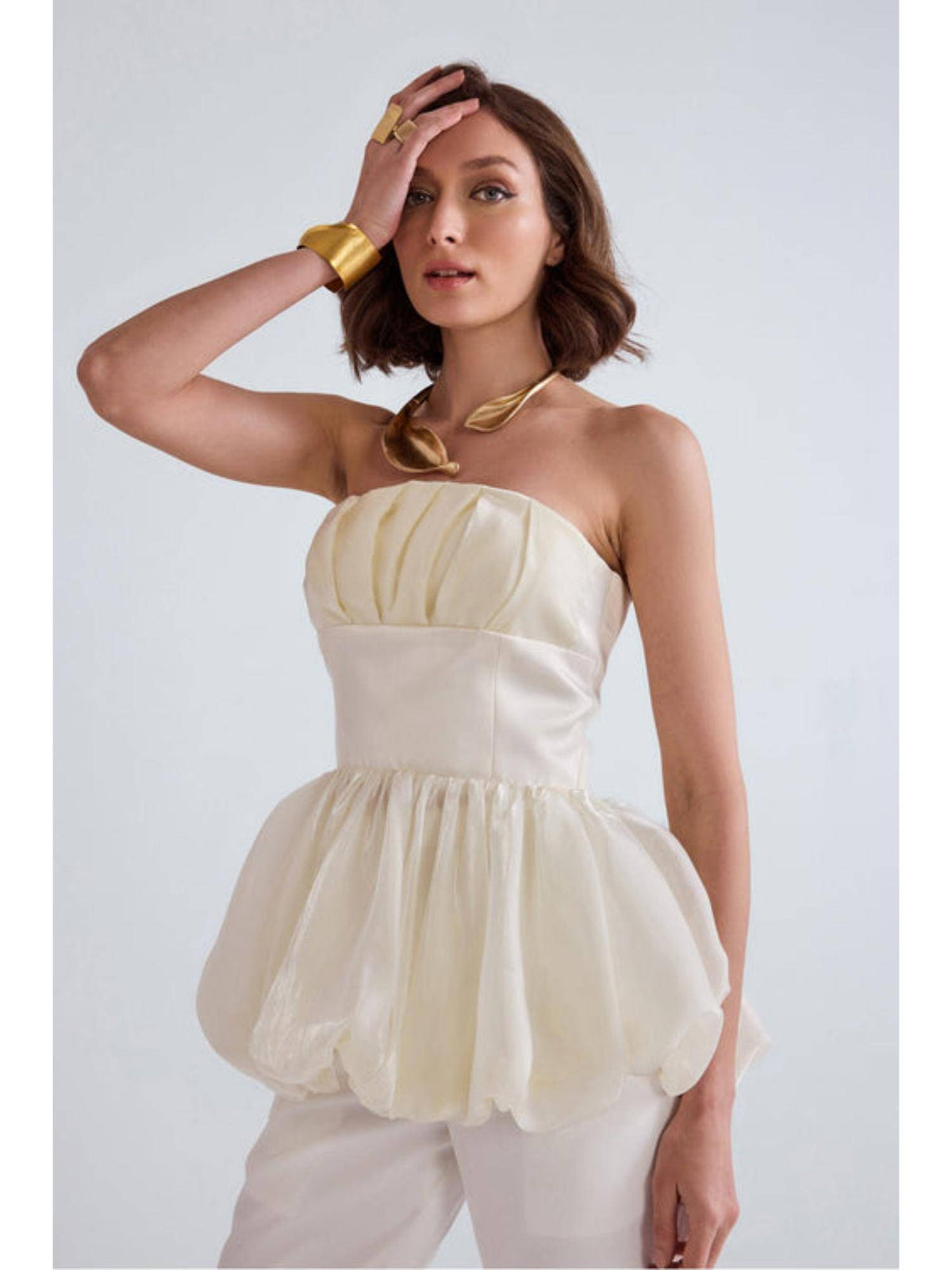 Cruz Organza Solid Cream Top | TT90 - view 3