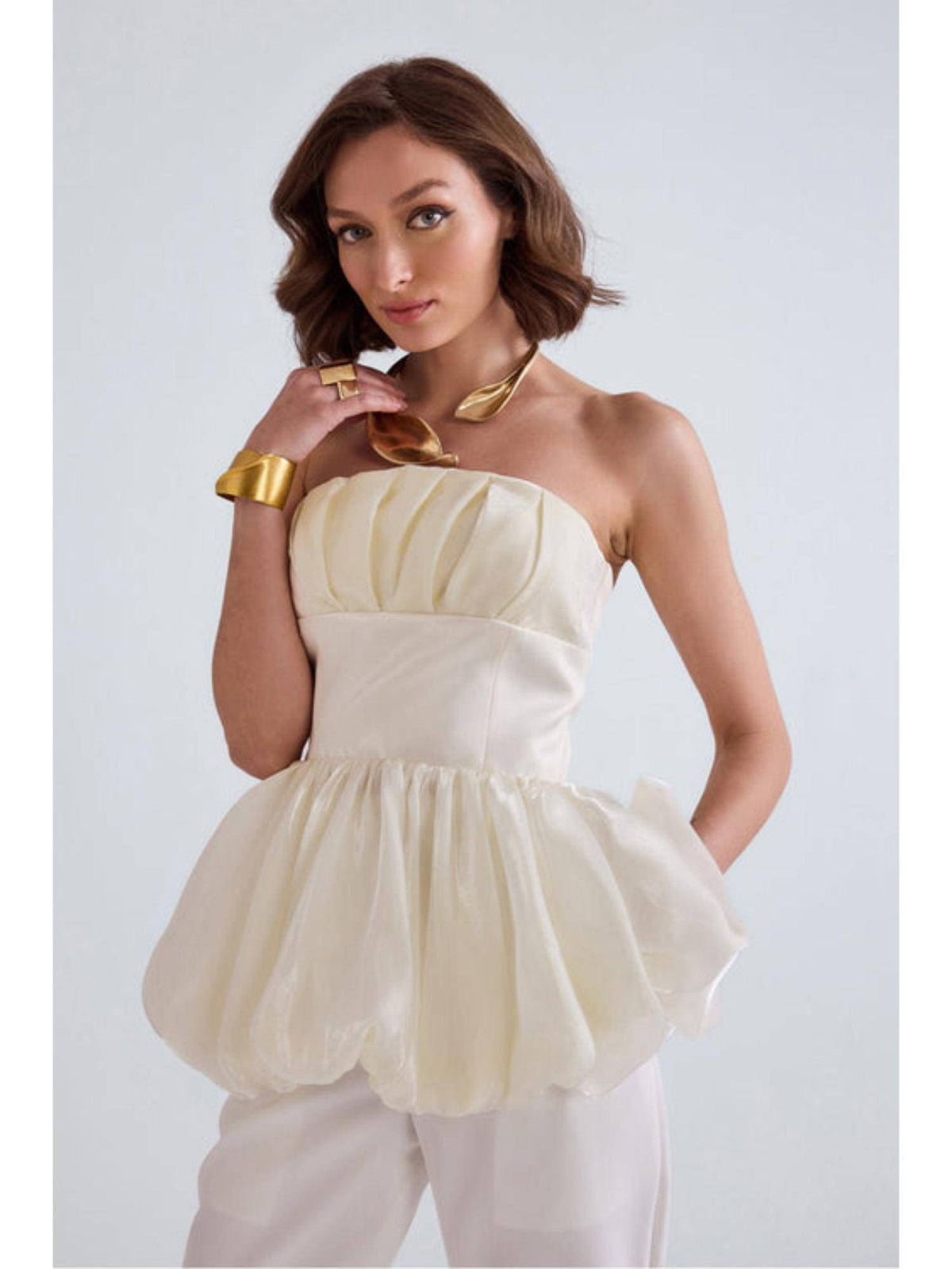 Cruz Organza Solid Cream Top | TT90 - view 4