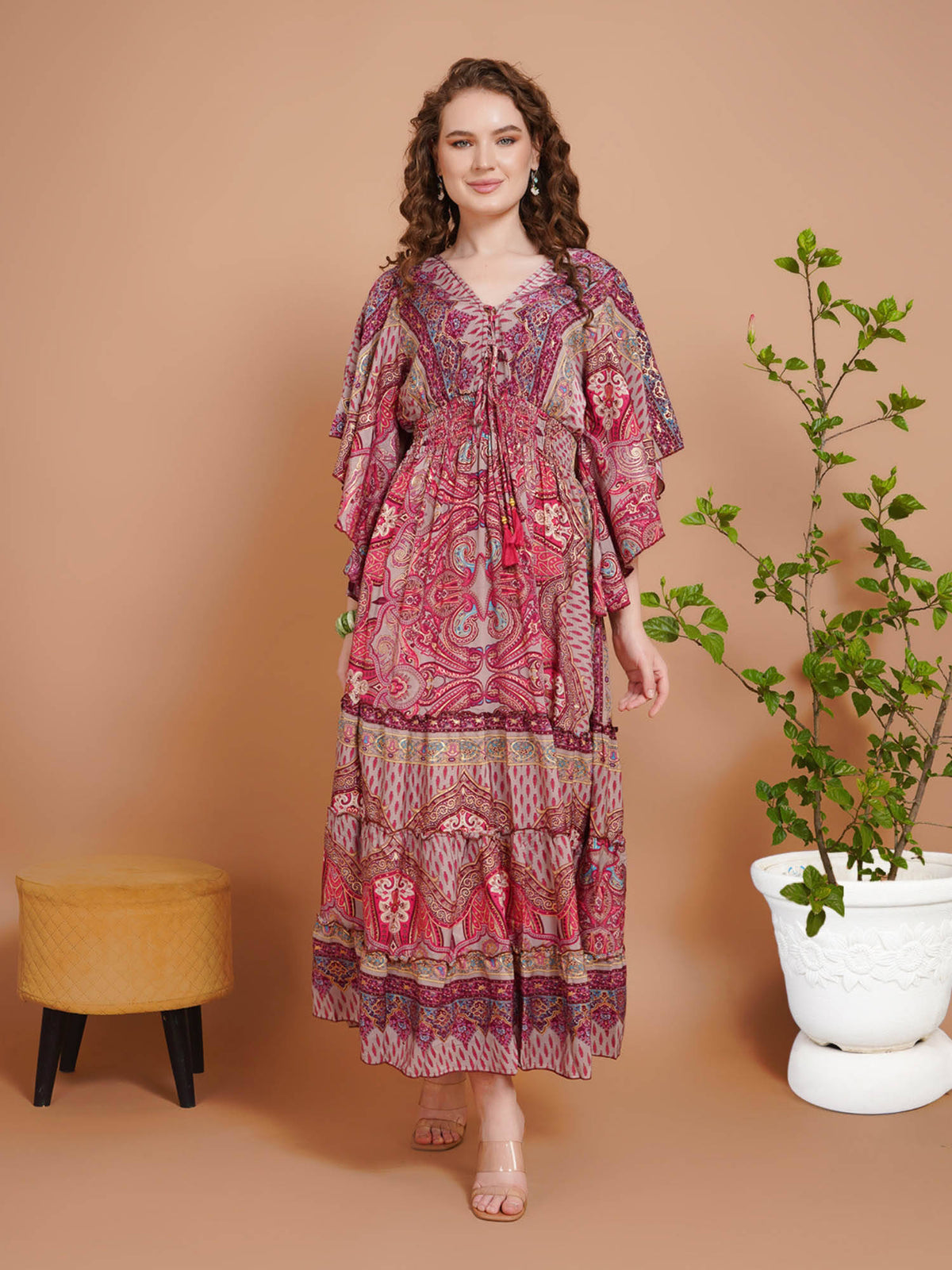 Women Pink Mirage Paisley Maxi Dress | D56 - view 1