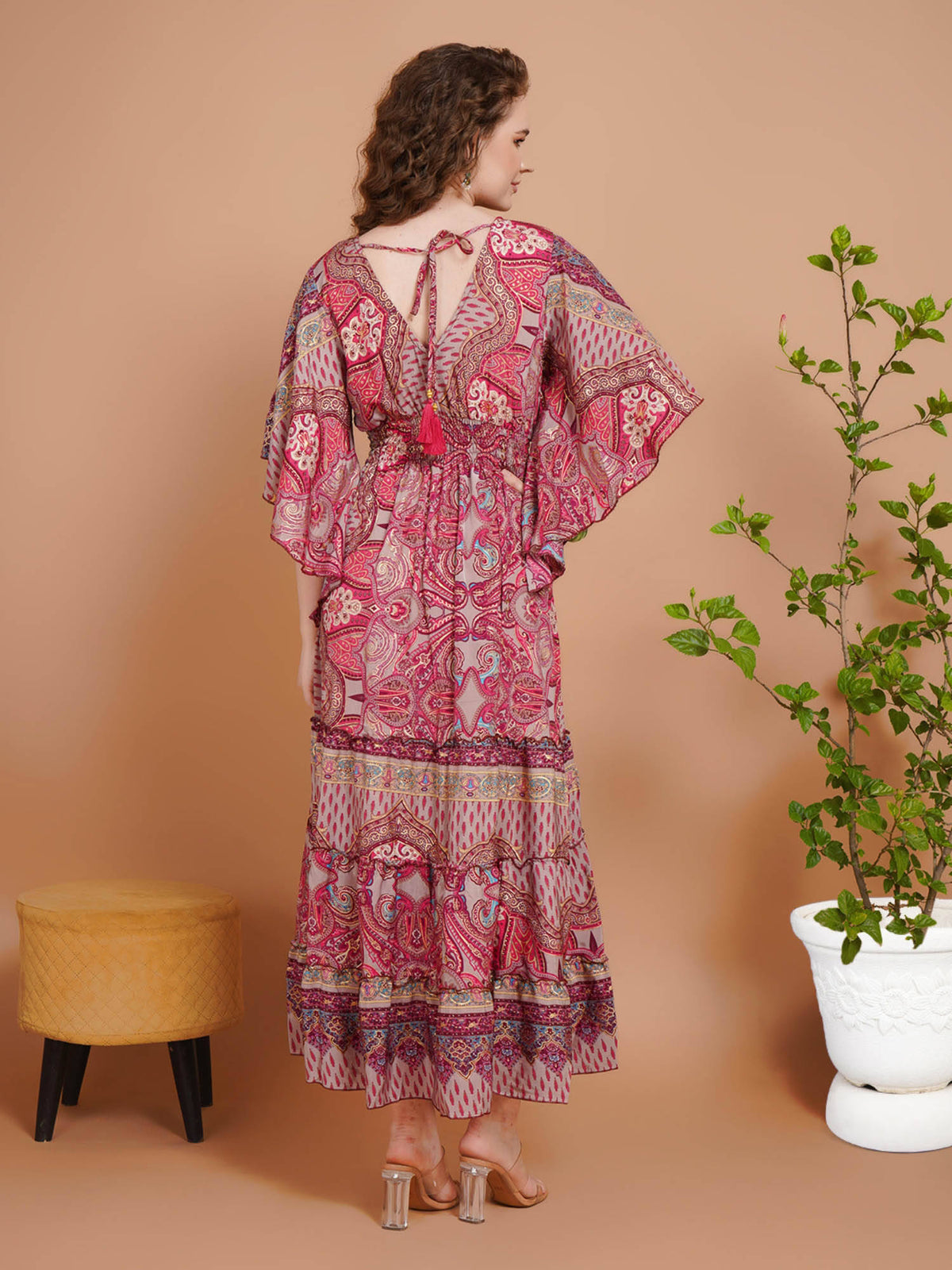 Women Pink Mirage Paisley Maxi Dress | D56 - view 2