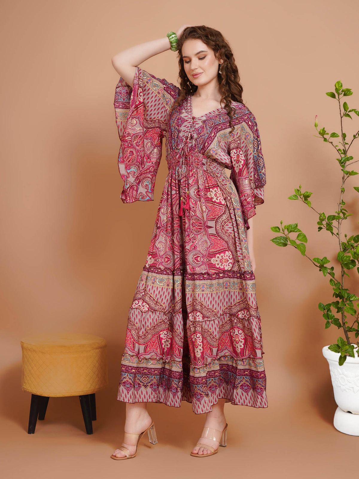 Women Pink Mirage Paisley Maxi Dress | D56 - view 3