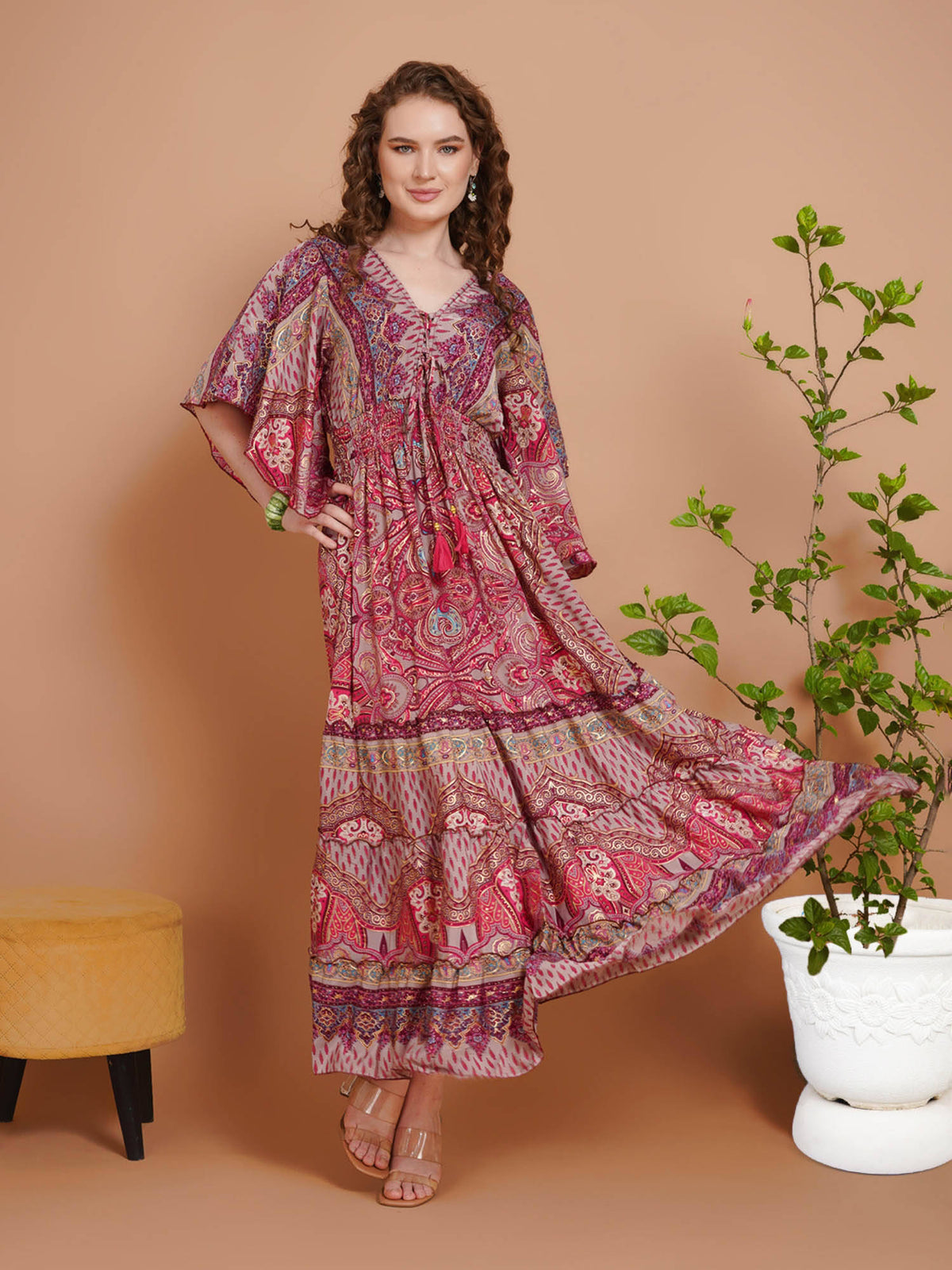Women Pink Mirage Paisley Maxi Dress | D56 - view 4