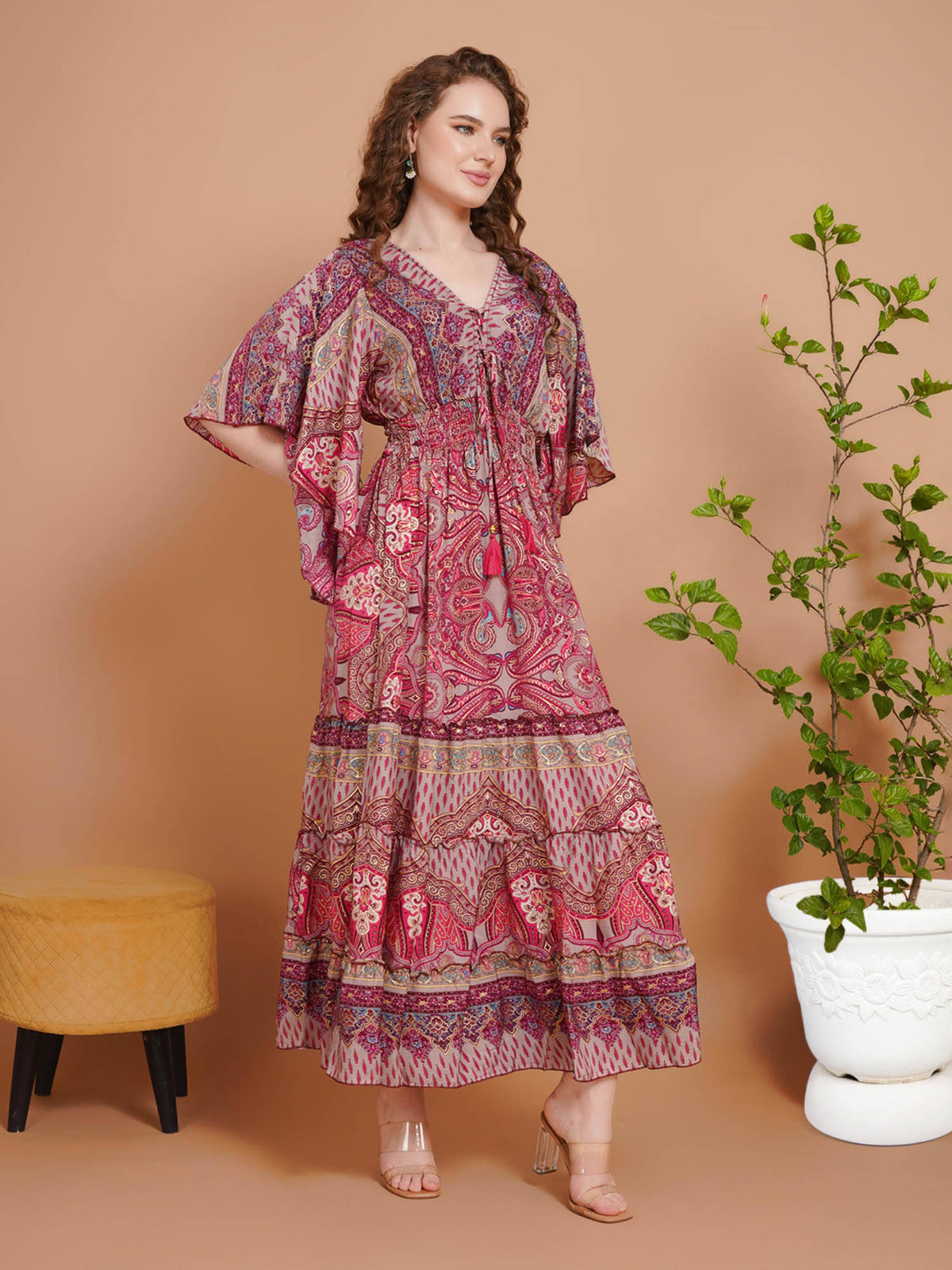 Women Pink Mirage Paisley Maxi Dress | D56 - view 5