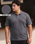 Men's Dark Grey Textured Plus Size Polo T-shirt Morrislane image 1