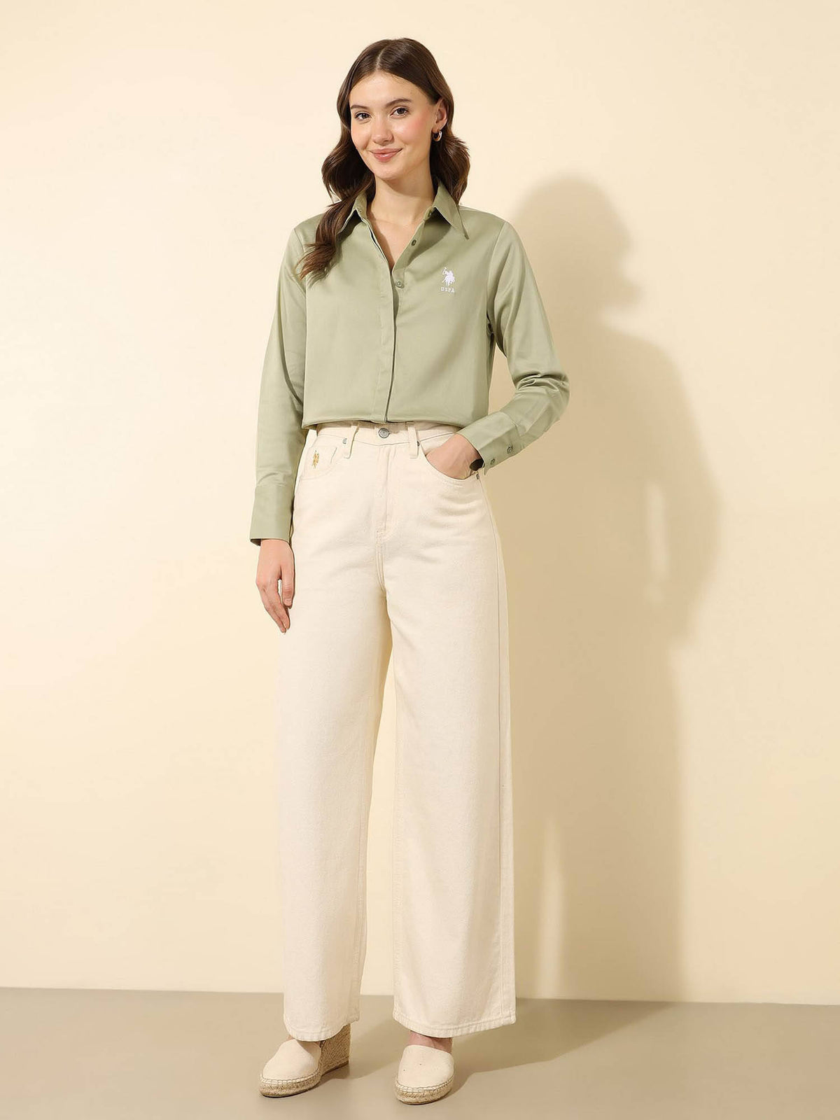 Green Satin Regular Fit Shirt | S67 - view 3