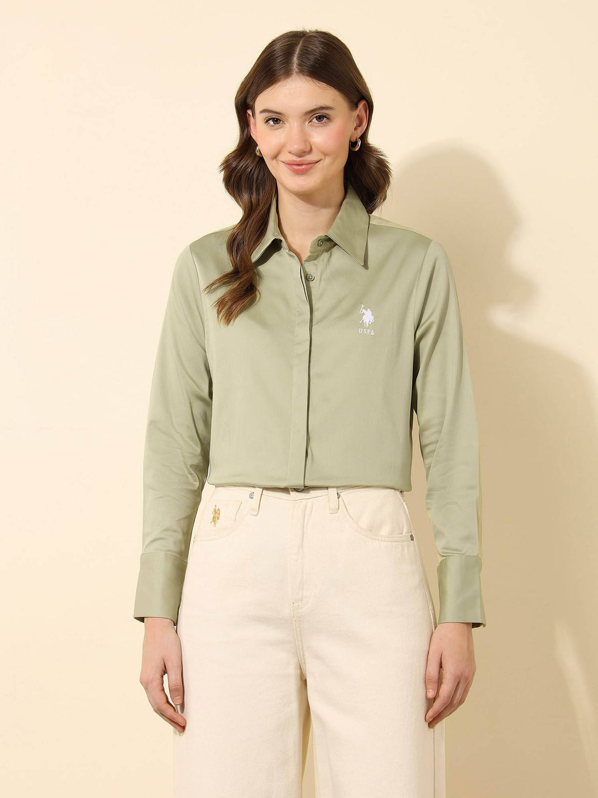 Green Satin Regular Fit Shirt | S67 - view 6