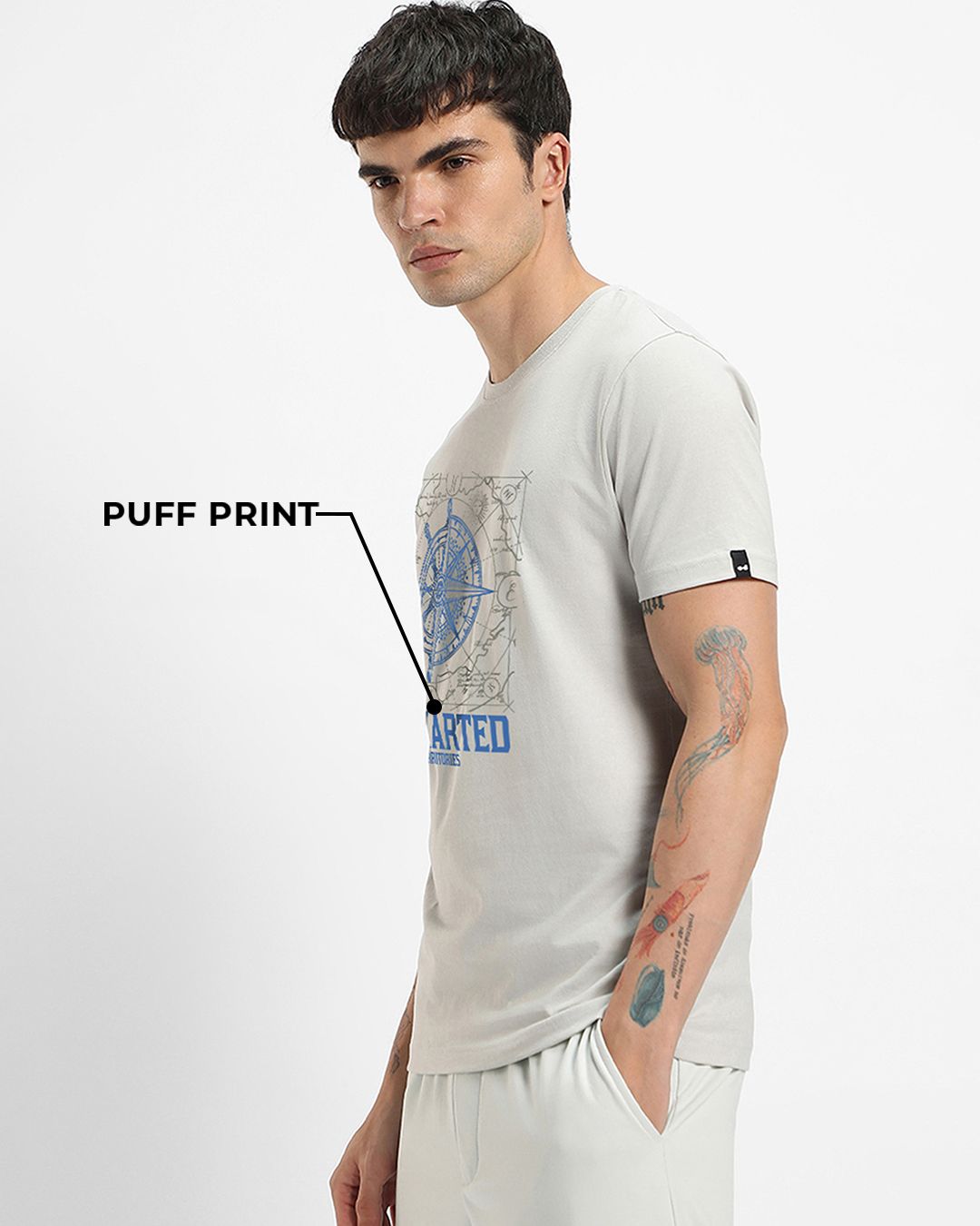 Men's Grey Uncharted Graphic Printed T-shirt