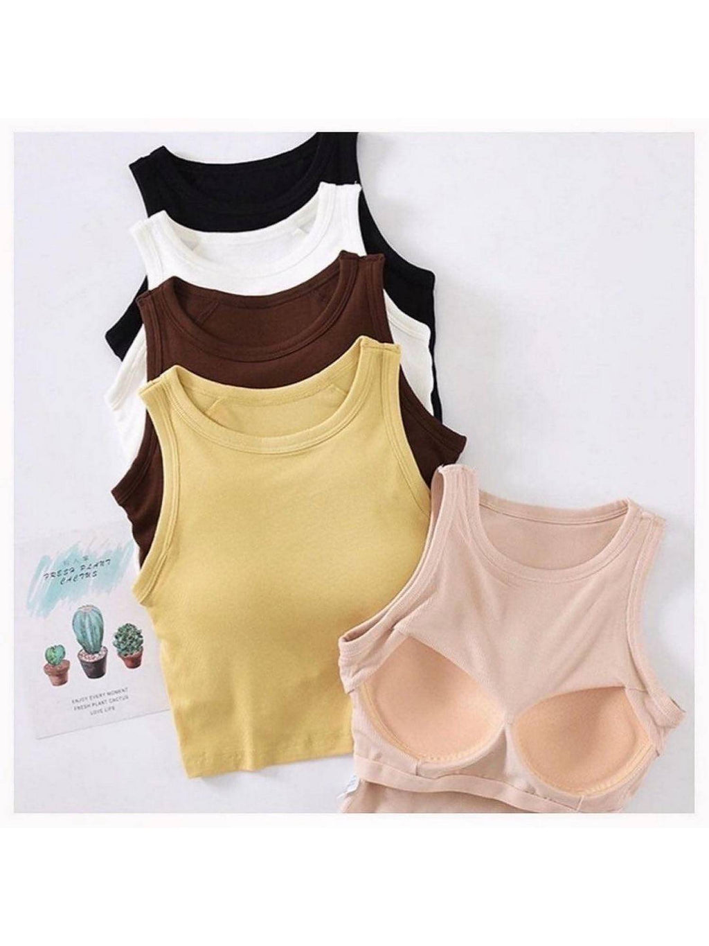 Nicole Inbuilt Bra In Yellow Tank Top | TT98 - view 7