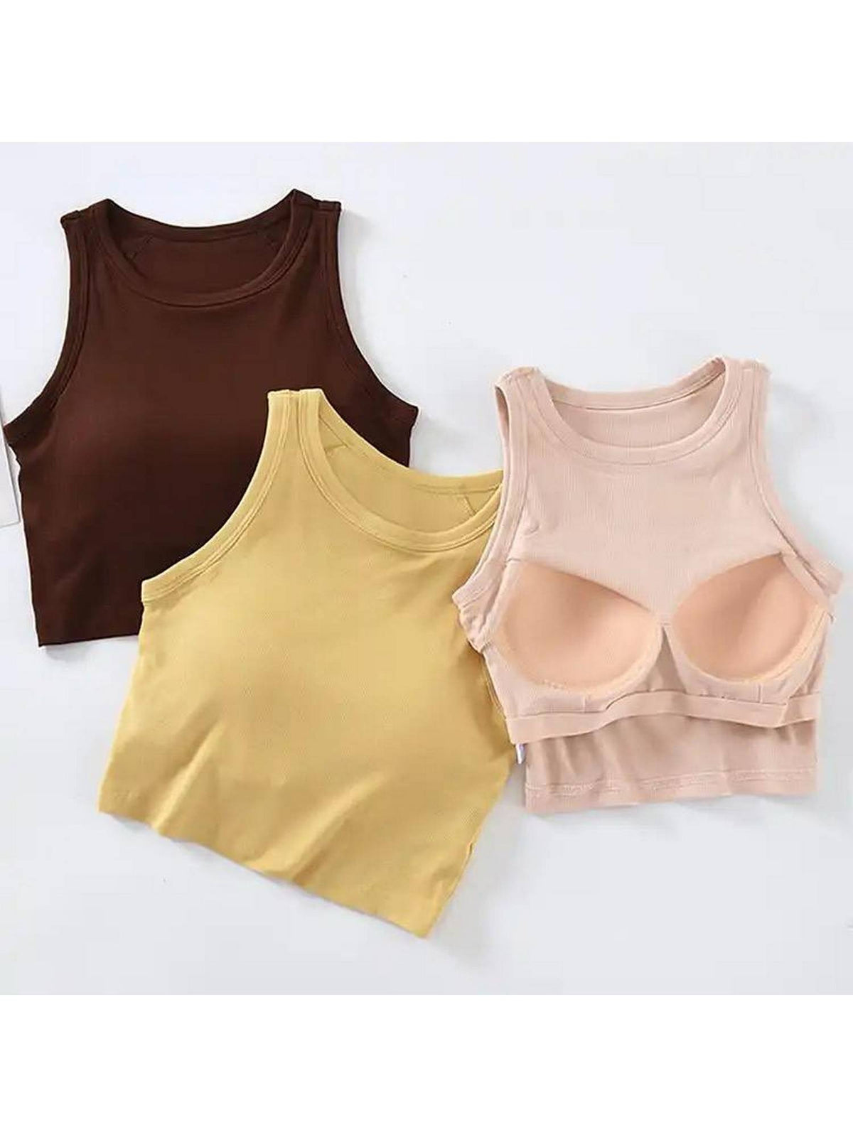 Nicole Inbuilt Bra In Yellow Tank Top | TT98 - view 8