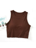 Nicole Inbuilt Bra In Brown Tank Top | TT98 - view 1