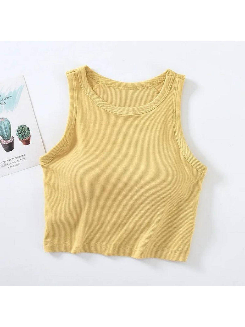 Nicole Inbuilt Bra In Yellow Tank Top | TT98 - view 1