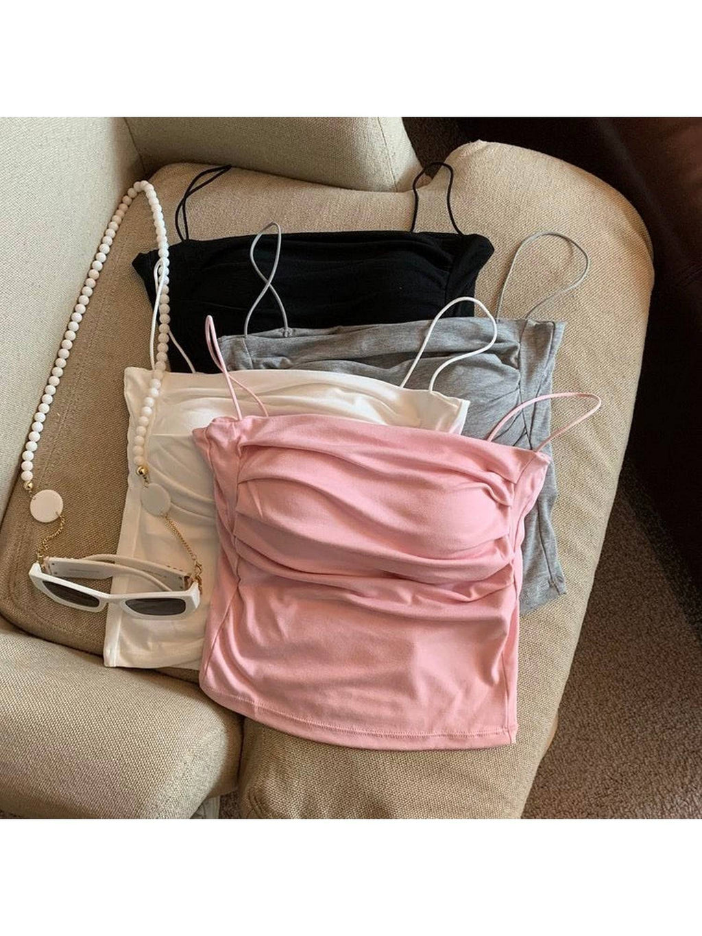 Zouzou with Inbuilt Bra In Grey Crop Top | CT61 - view 3
