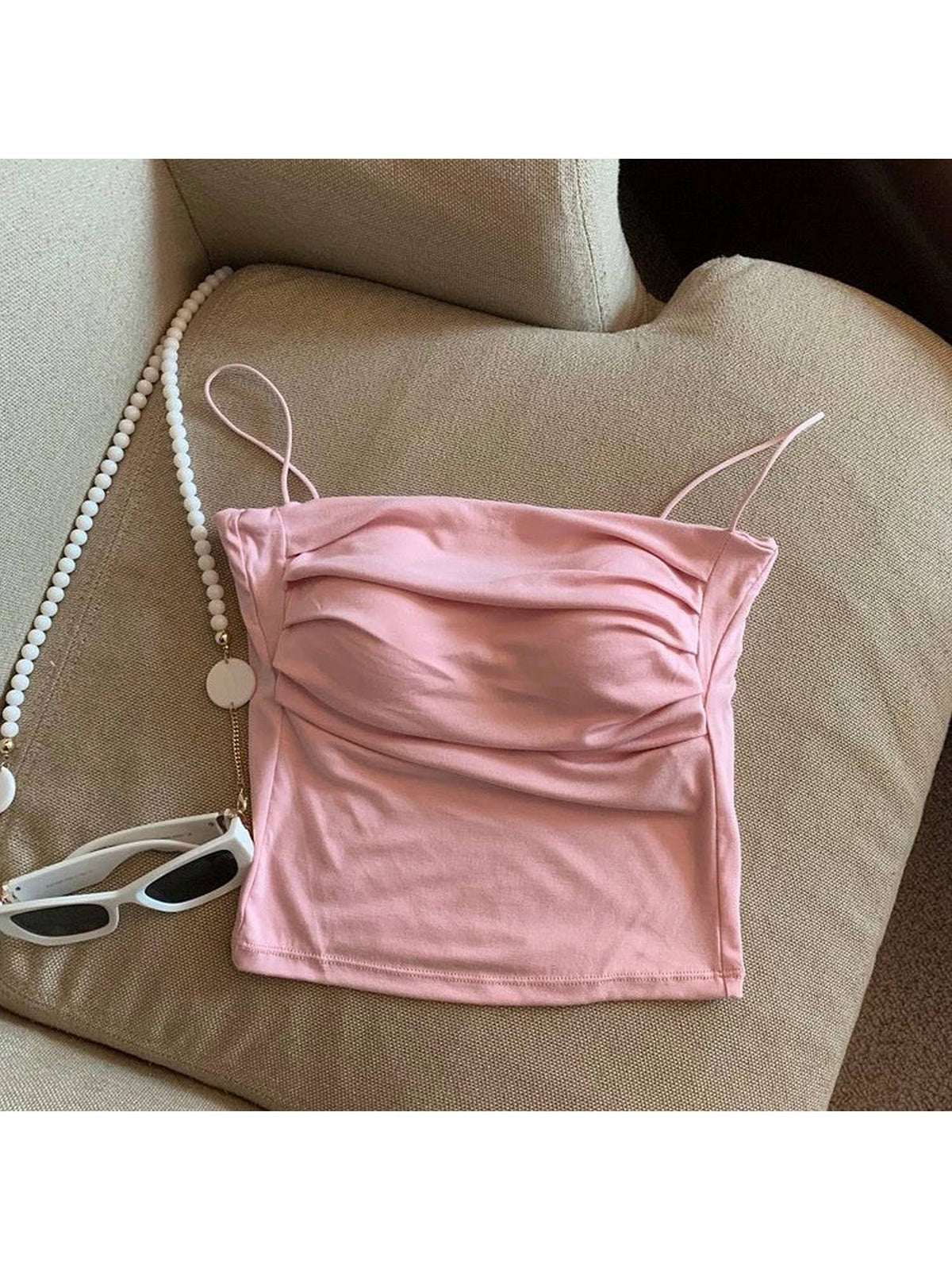Zouzou with Inbuilt Bra In Grey Crop Top | CT61 - view 4