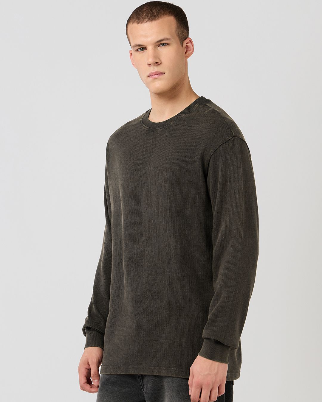 Men's Chocolate Brown Textured Oversized Acid Wash T-shirt Morrislane image 4