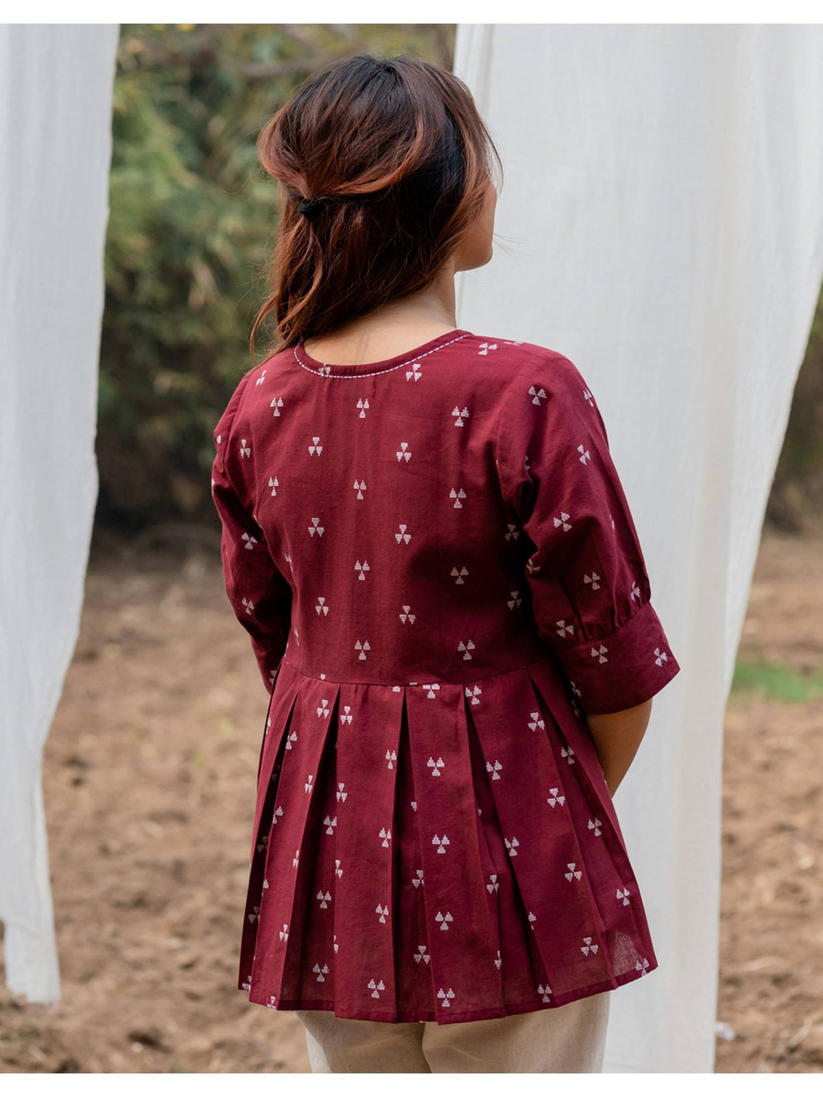 Maroon Peplum Top | pt51 - view 2