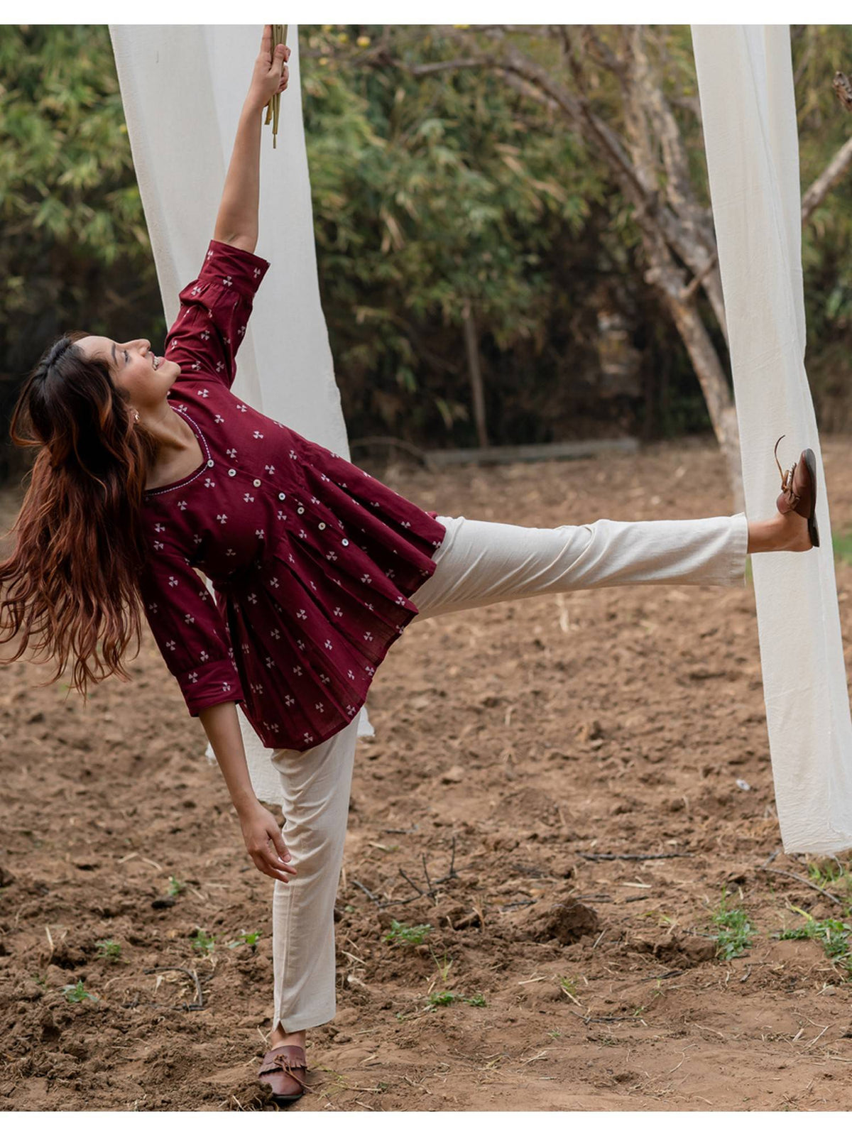 Maroon Peplum Top | pt51 - view 5