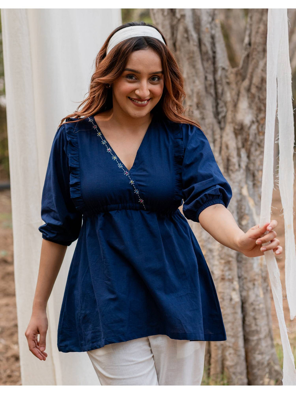 Navy Blue Peplum Top | pt51 - view 1