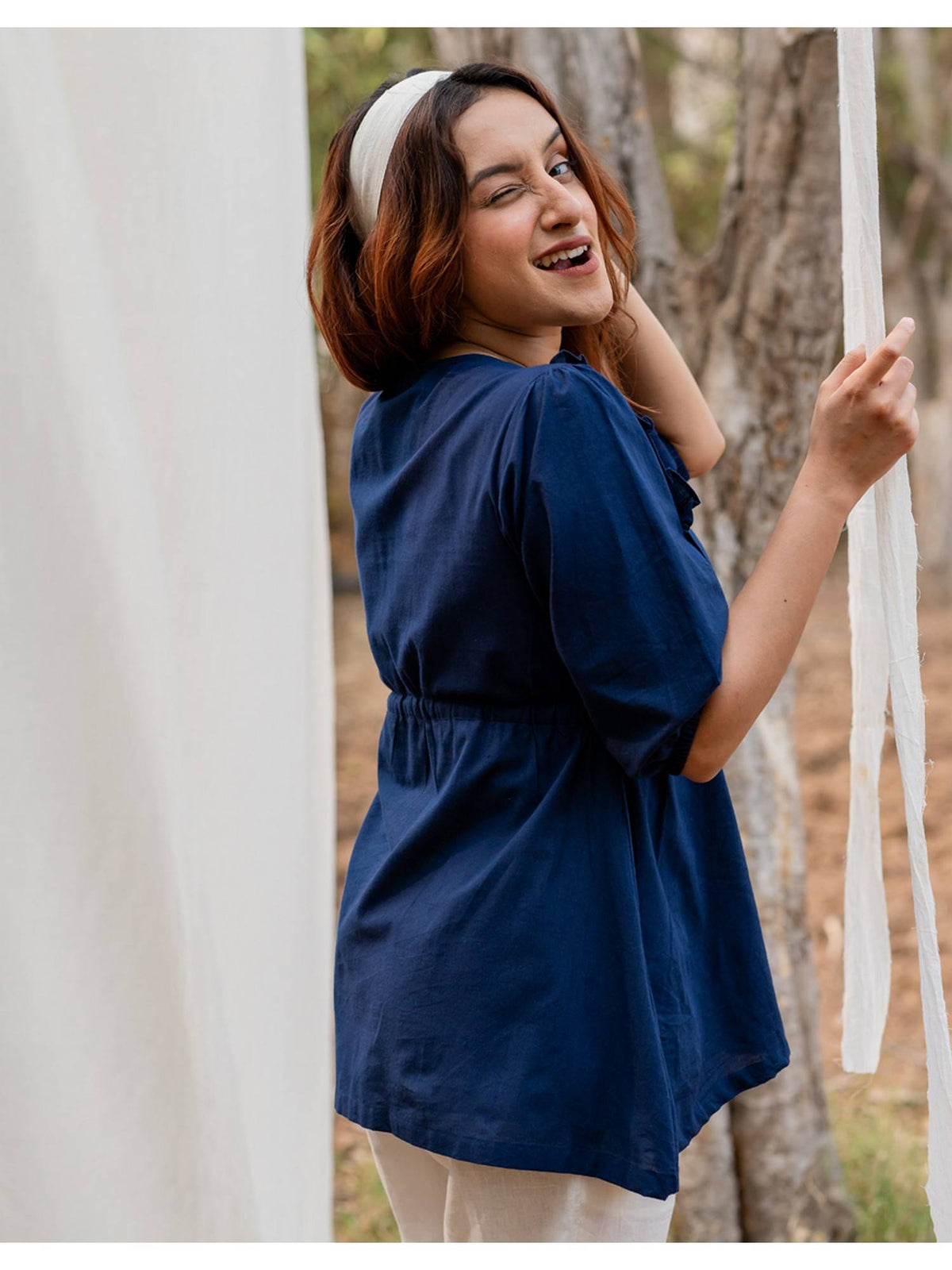 Navy Blue Peplum Top | pt51 - view 2