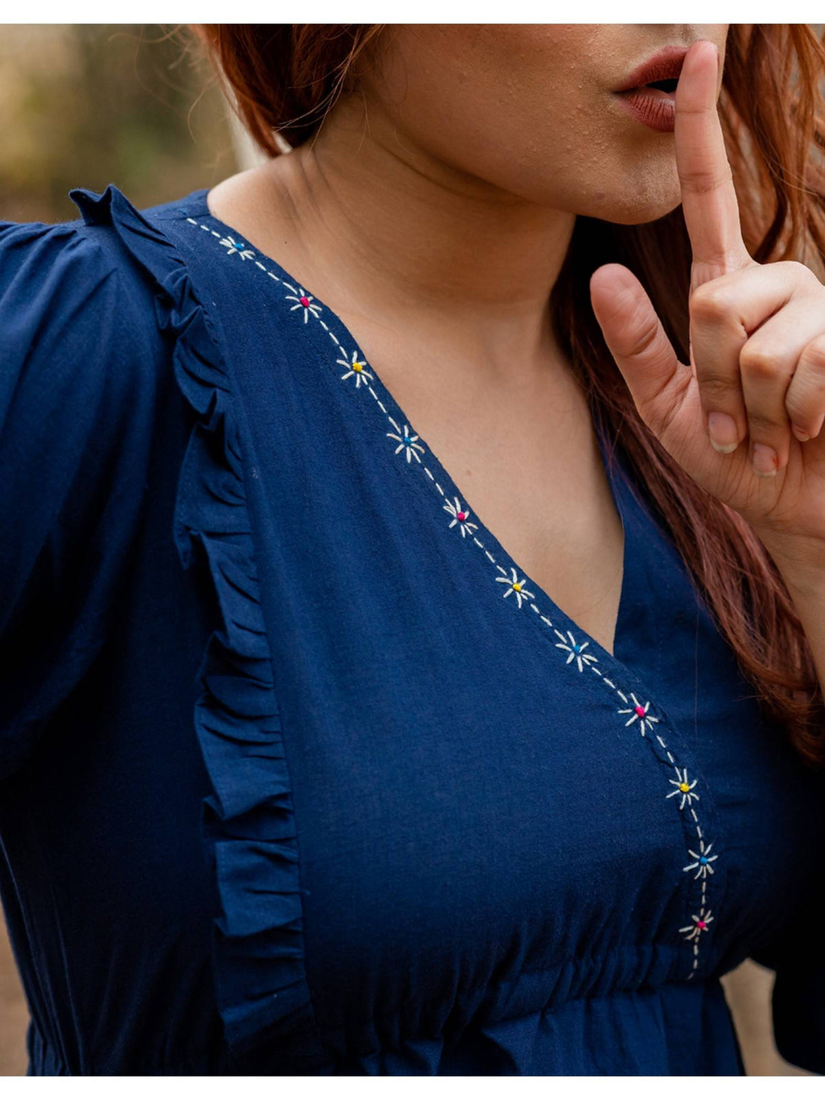 Navy Blue Peplum Top | pt51 - view 3
