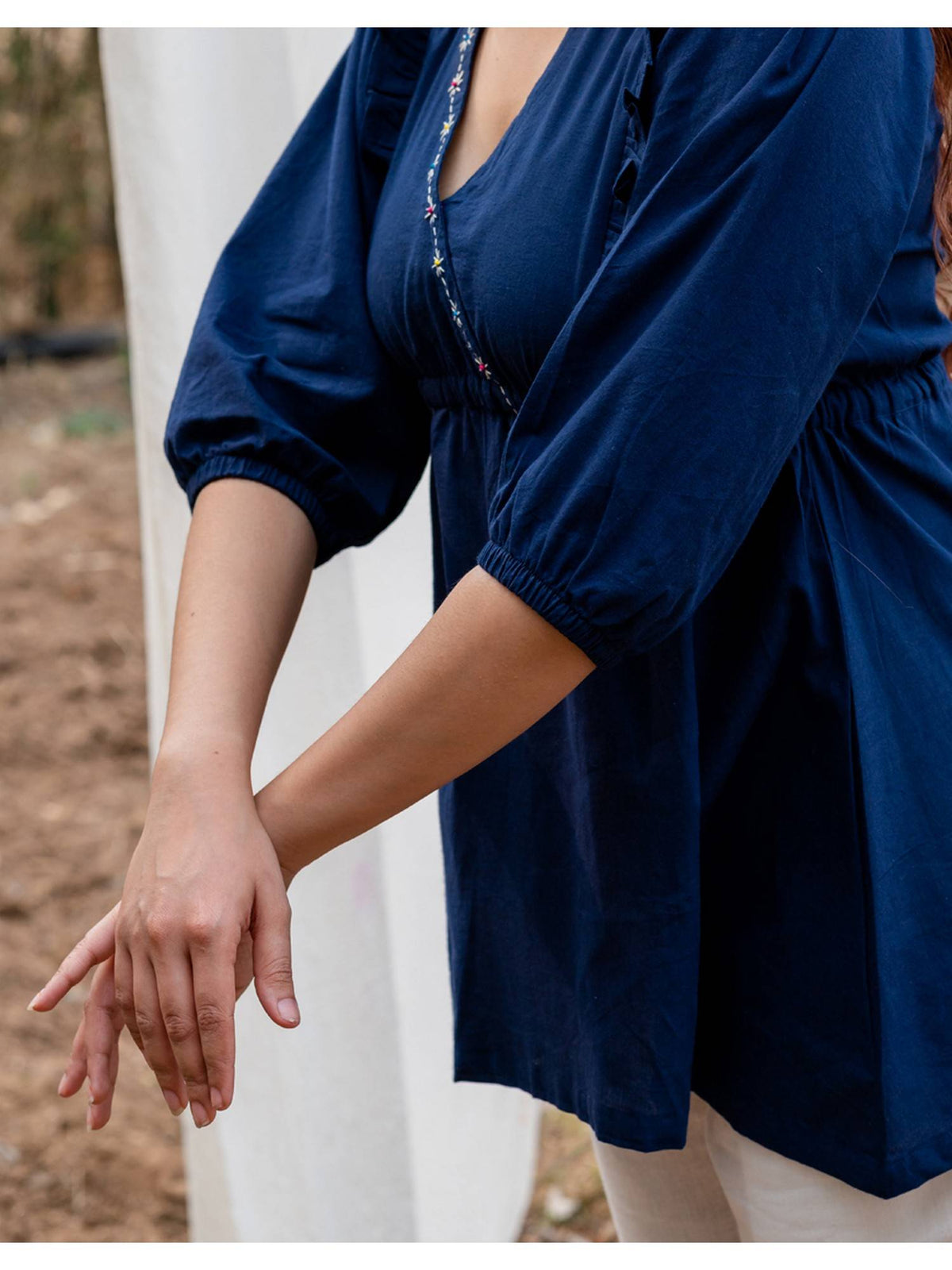 Navy Blue Peplum Top | pt51 - view 5