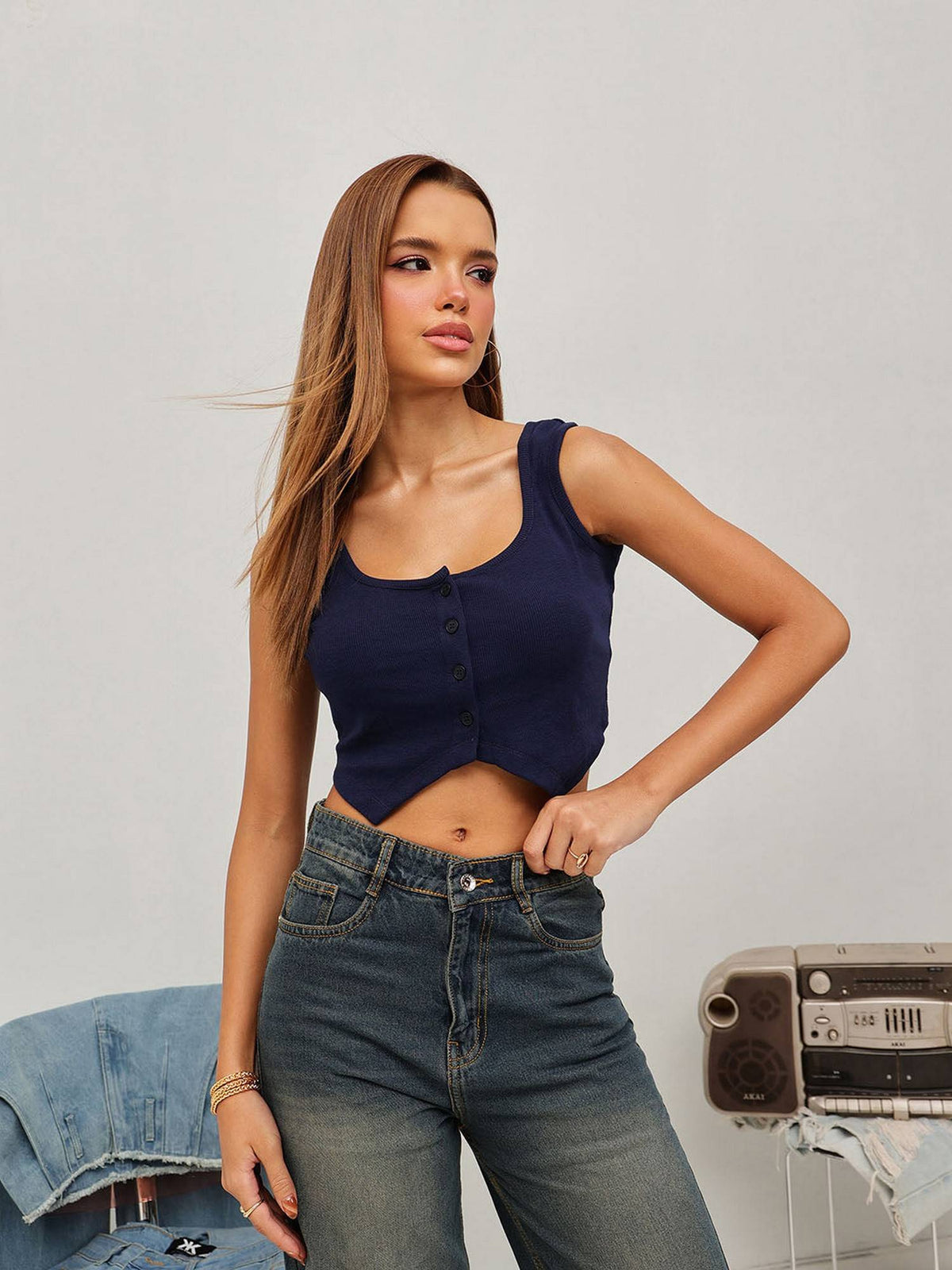 Red Rib Tank Top | TT98 - view 13