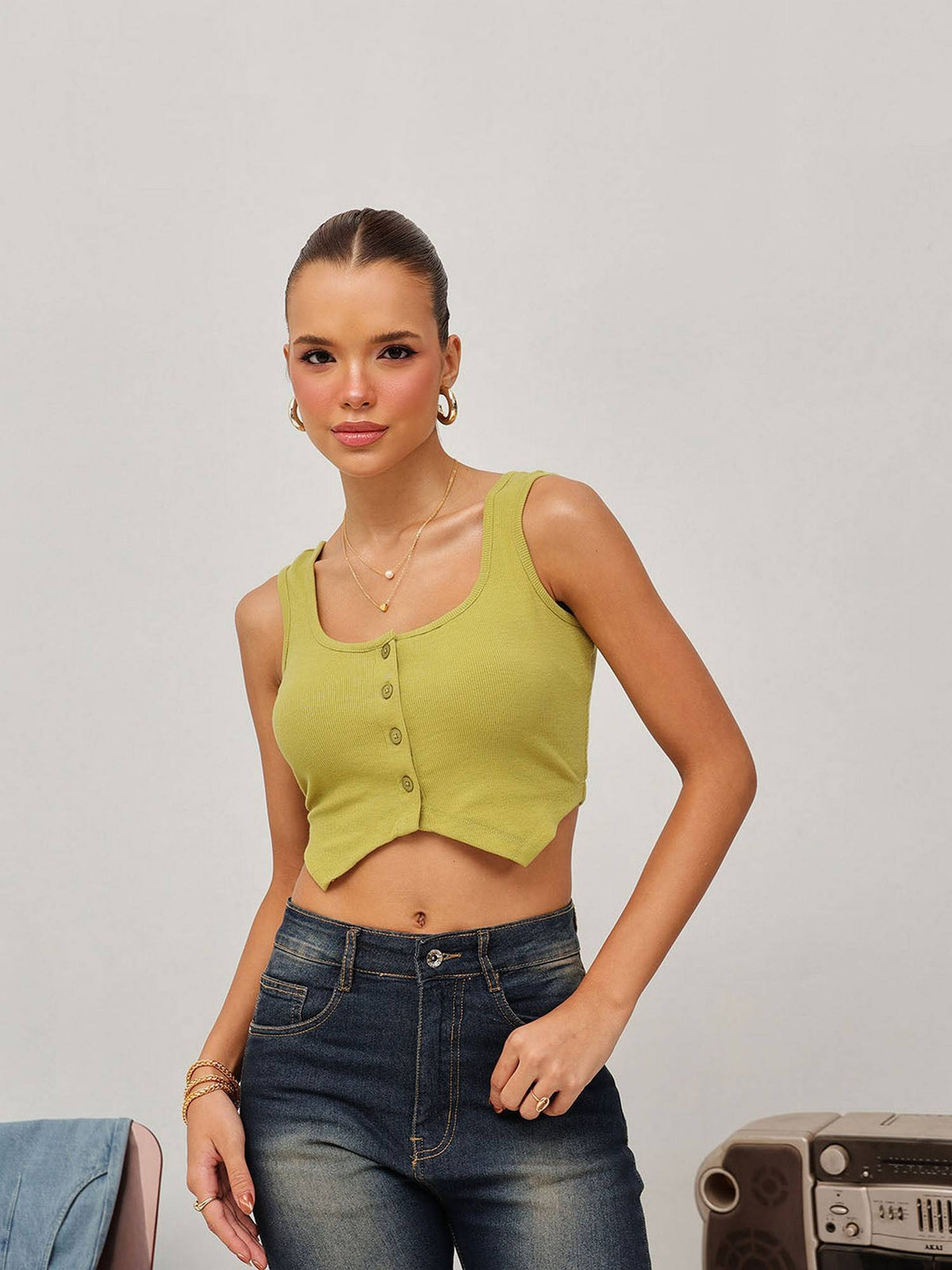 Red Rib Tank Top | TT98 - view 8