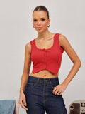 Red Rib Tank Top | TT98 - view 1