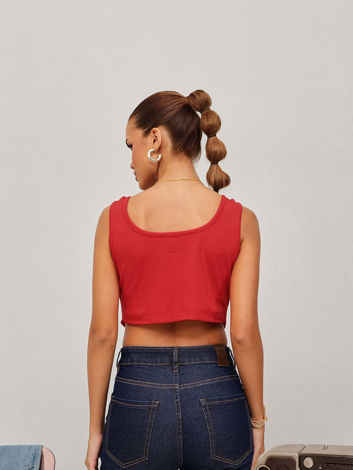 Red Rib Tank Top | TT98 - view 5