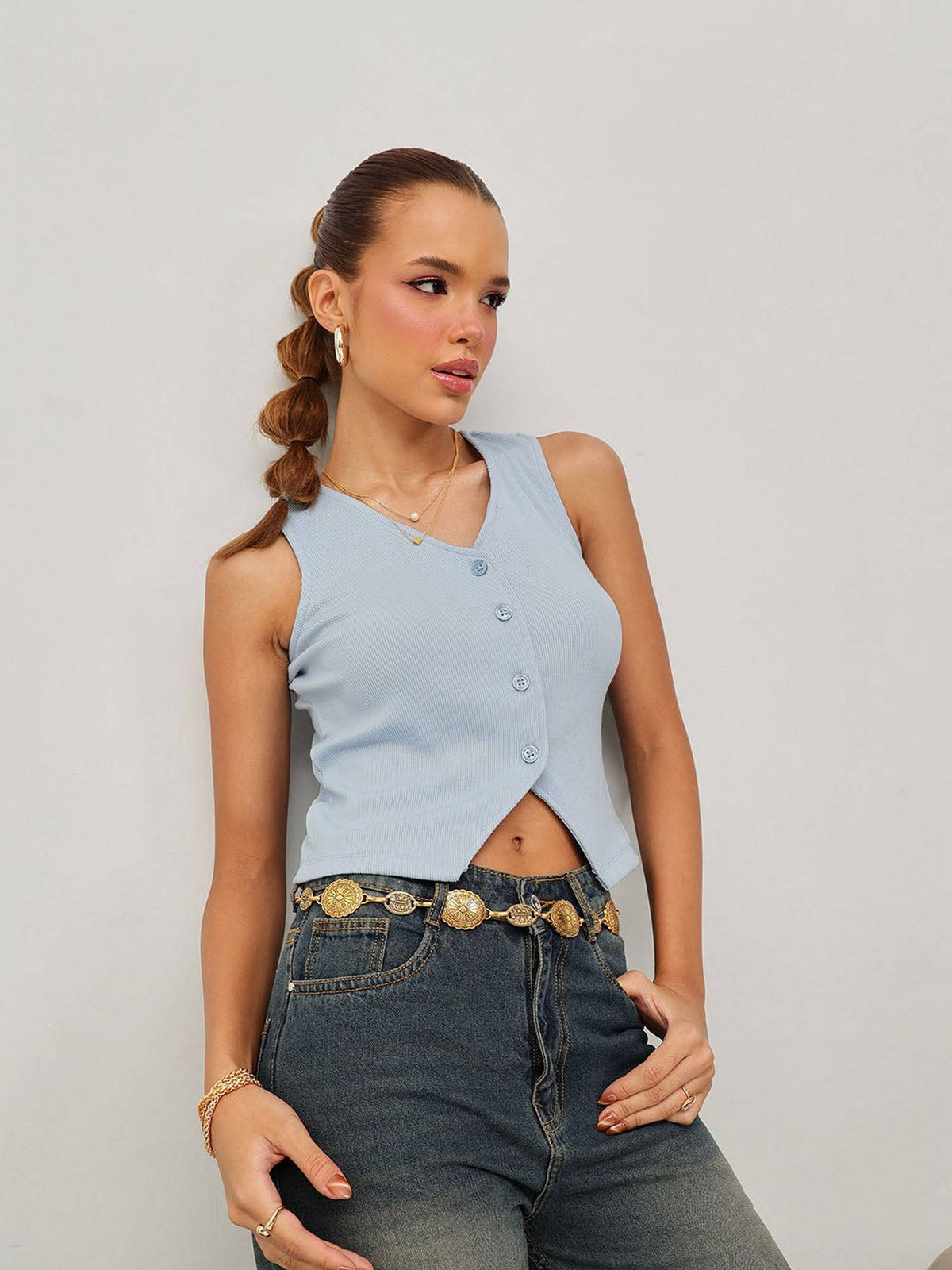 Green Rib Vest Top | TT98 - view 8