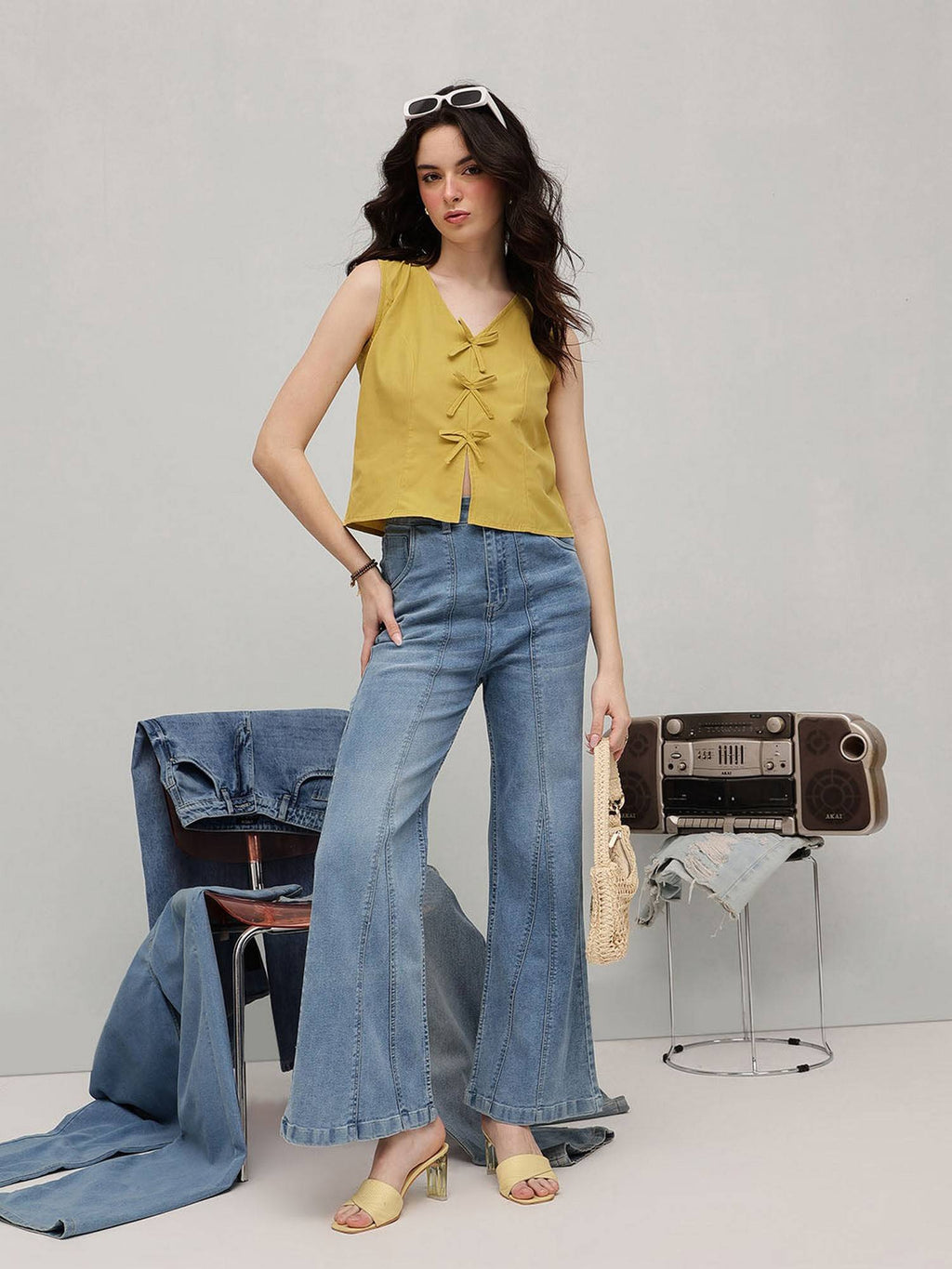 Yellow Bow Crop Top | CT61 - view 2