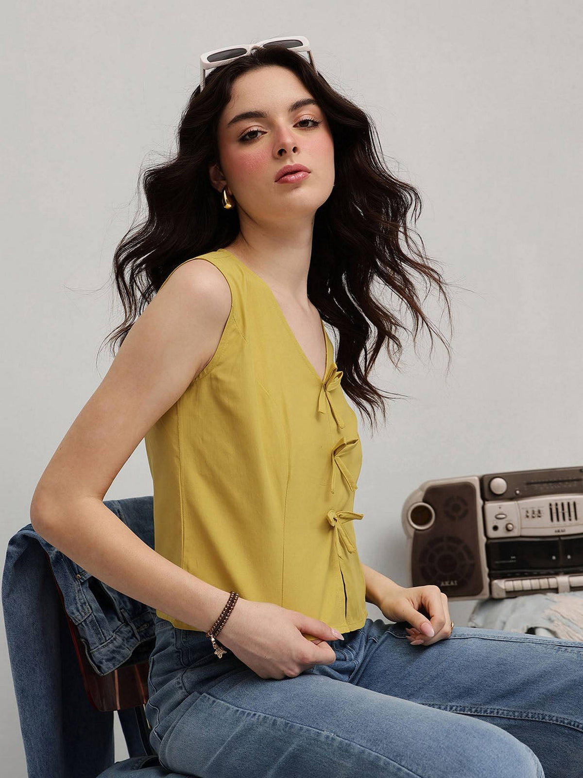Yellow Bow Crop Top | CT61 - view 3