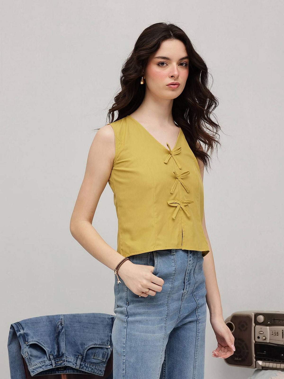 Yellow Bow Crop Top | CT61 - view 4